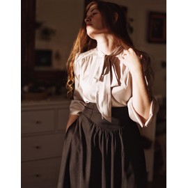 Women Renaissance Skirt Plus Size A Line Maxi Long Skirts with Pockets Black 2XL