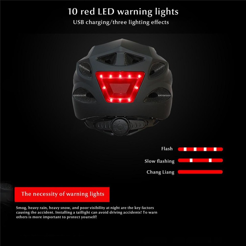 Bike Helmet with USB Rechargeable Light Safety Helmet Adjustable Mountain