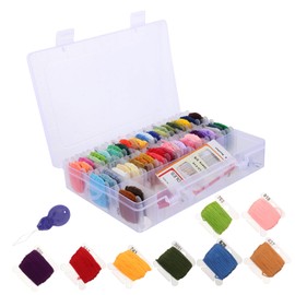 OHPHCALL Embroidery Starter Kit with Threads Essential Tools and Plastic Box for Cross Stitch for DIY Crafts and Beginners Present for Holidays and Special Occasions