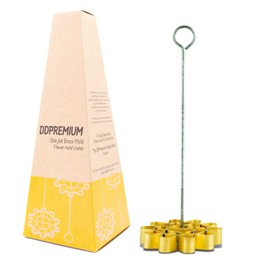 Dok Jok Brass Mold Thai Dessert Maker - Large Rosette Lotus Flower Cookie Mold with Handle Diameter By DDPremium 4.13 Inch