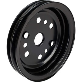 Double Groove Crank Pulley, Black, Fits Small Block Chevy
