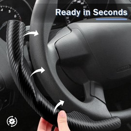 Steering Wheel Cover for Ford Escape 2013-2016/ Focus 2012-2014/ C-MAX 2013-2018, Car Steering Wheel Cover Accessories Protector for Ford (Matte Black)