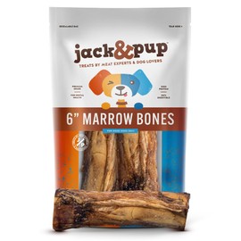 Jack&Pup Marrow Bones for Dogs | 6 Inch Dog Bones for Aggressive Chewers (2 Pack) | Single Ingredient Bone Marrow Dog Bones, All Natural Dog Chew Bones