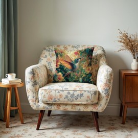 ROXMART Vintage Floral Hummingbird Pillow Cover 18x18, Hummingbird Lover Gifts, Colorful Nature Flower Botanical Bird Decorative Pillow Cover for Home Bedroom Living Room