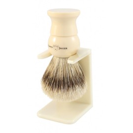 Edwin Jagger Super Badger Brush Imitation Ivory Medium + Drip Stand