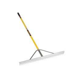 Structron 12102 (LR36) 36" Head Landscape Rake, 66" Yellow Fiberglass Handle, Cushion Grip