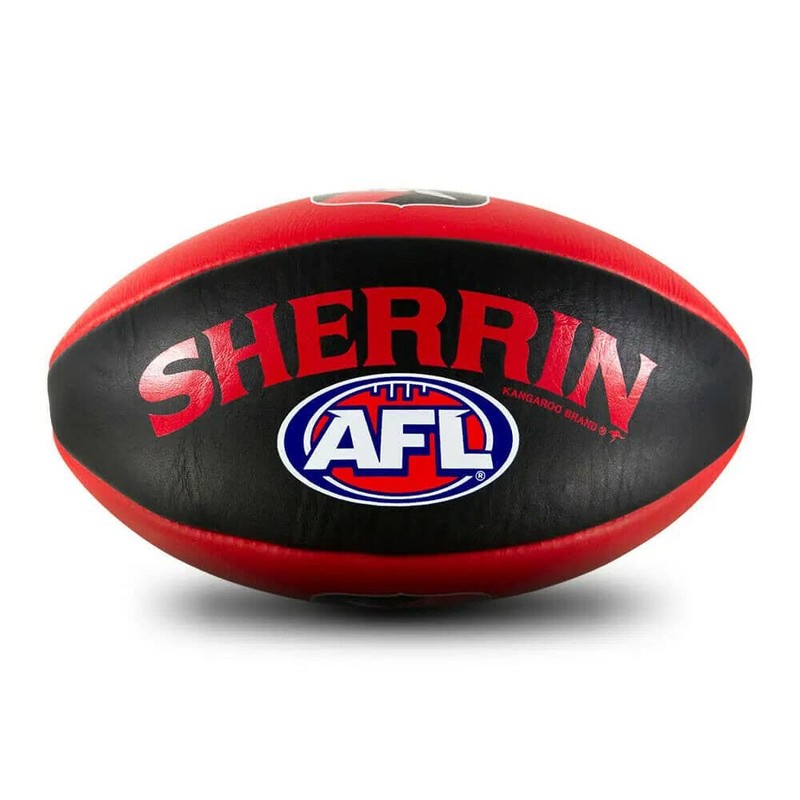 Sherrin Essendon Bombers AFL Club Leather Football, Red/Black, Size 5