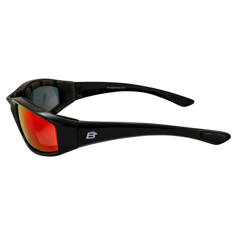 Birdz Eyewear Oriole Padded Motorcycle Riding Sunglasses Gloss Black Frame