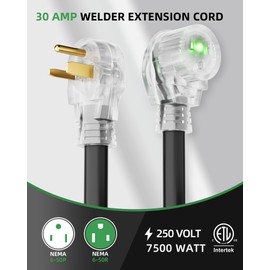 islewire 25ft 250V Welder Extension Cord, 8 Gauge Heavy Duty Outdoor Welding Cord with LED Indicator, NEMA 6-50P to 6-50R, 30 Amp 3 Prong Power Extension for Welding Machines, 8 AWG STW, ETL Listed