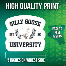 Silly Goose University Est 1910 Stickers - 5" On Longest Side - Cute College Fun - 2 Pack - High Adhesive Tack - Bumper Stickers for Cars, Truck, SUV - Made in USA - PLDFS0772