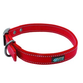 Max and Neo MAX Reflective Metal Buckle Dog Collar - We Donate a Collar to a Dog Rescue for Every Collar Sold (Medium, RED)