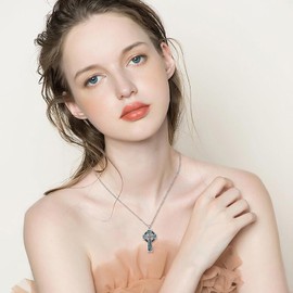 DAOCHONG 925 Sterling Silver Celtic Knot Cross Pendant Necklace Star Abalone Shell Necklace Religious Jewelry Gifts for Women