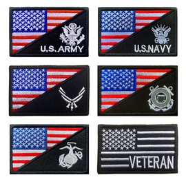 Antrix 6 Pack Patch Set of U.S. AR Supptrt Veteran Emblem Patch for Clothes Backpack Caps Hats Vest Uniform -Black