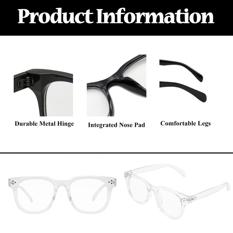 LJCZKA Blue Light Blocking Glasses for Women Men Retro Square