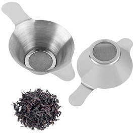 ANNASAMDO Pack of 2 Tea Strainer for Loose Tea, Stainless Steel Tea Filter for Cup, Coffee Filter with Double Handles, Fine Mesh for Most Teapot/Tea Bowls (L+S Size)