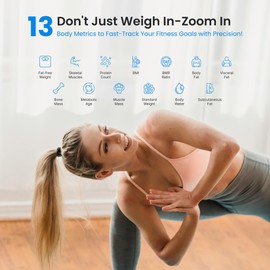 Pro White Heavy Duty Smart Scale for Body Weight Easy-to-Use Digital Bathroom Scale with 13 Body Composition Analyzer for Accurate Health Tracking, Bluetooth Fitness App with Diet Coach