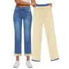 Yewfirm Women Fleece Lined Jeans Women's High Waisted Straight Leg