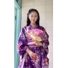 Japanese Anime Women's Dance Kimono Robe Fancy Dress Yukata Silk