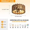 3-Light Rustic Flush Mount Light Fixture, 12.2 Inch Farmhouse Wood