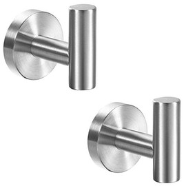 YGIVO Towel Hooks, Brushed Nickel SUS304 Stainless Steel Coat Robe Clothes Hook Modern Wall Hook Holder for Bathroom Kitchen Garage Hotel Wall Mounted (2 Pack)