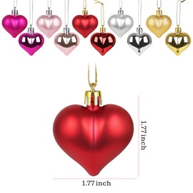 Liitrton 15 PCS Heart Shaped Decorations for Christmas Tree Party Decor Valentine's Day Hanging Ornaments (Red)