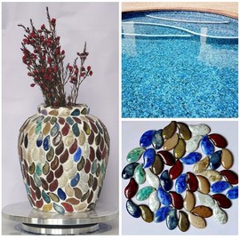 200g Ceramics Mosaic Tiles for Crafts Bulk Random Color Left and Right Raindrops Mosaic Ceramics Pieces for DIY Crafts Home Decoration(20x38mm)