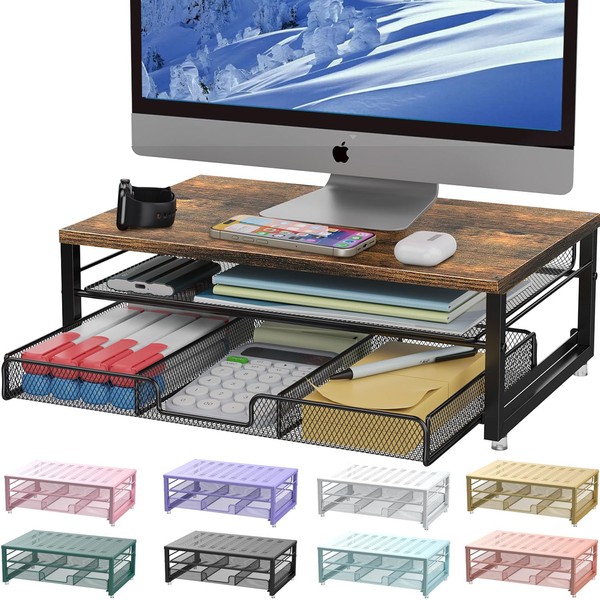 gianotter gianotter Computer Monitor Stand Riser, office organizer with Drawer,