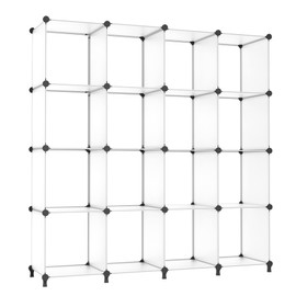 AWTATOS Cube Storage Organizer, 16 Cube Closet Organizer, Stackable Storage Cube Shelves, DIY Portable Closet Clothes Organizer Shelving for Bedroom, Closet, Wardrobe, Bathroom, Translucent