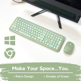X9 Colorful Keyboard and Mouse Combo - 2.4G Wireless Connectivity - Transform Your Space with a Cute Wireless Keyboard and Mouse Retro Set - Green Keyboard and Mouse - Aesthetic Keyboard