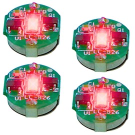 CHASO Compact LED Light 4-Piece Set with Magnet Switch, Wireless, for Plastic Model, Figure, Gunpla, Diorama, Mini Lighting, Button Battery, Red