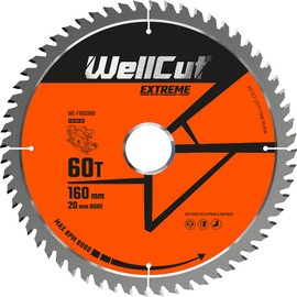 WELLCUT TCT Circular Angle Grinder Wood Cutting Disc Saw Blade, Plunge Saw Blade 160mm x 20mm x 60T Festool TS55 Makita Bosch Cord/Cordless