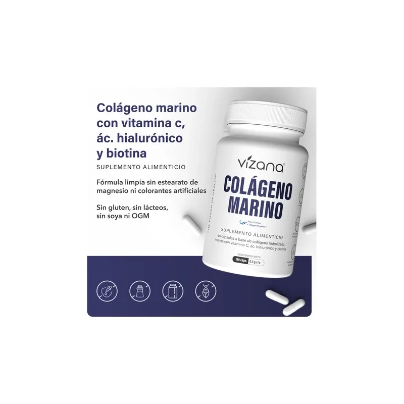 Vizana Nutrition Colágeno Hidrolizado Marino 180 Caps500 Mg