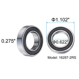 sourcing map 2pcs 16287-2RS Deep Groove Ball Bearings 0.622 x 1.102 x 0.275 Inch Chrome Steel Bearing Double Sealed ABEC3 ZV2 Bearings