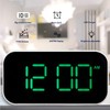 LED Digital Alarm Clock Brightness Adjustable 12/24Hr White Shell Green