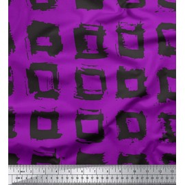 Soimoi Purple Velvet Fabric Square Geometric Print Fabric BTY 58 Inch Wide