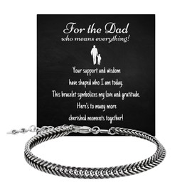 Galis Chain Bracelets For Men 7.5" - Premium Stainless Steel Mens Bracelet, Silver Plated Non Tarnish Bracelet - Snake Chain Everyday Men's Bracelets, Gifts For Him, For The Dad Dedication Card