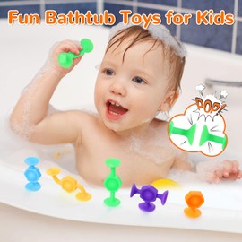 ECHOCUBE Suction Toys, 28 Pcs Suction Cup Baby Bath Toys for Kids 3+ Years Old, Sensory Window Sucker Toys, Fidget Toys for Travel and Stress Release