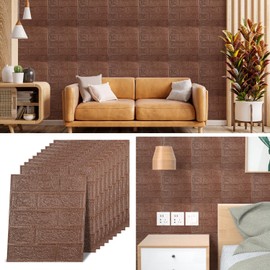 10 PCS Ladrillo Pantalla,3D Papel Tapiz Autoadherible Impermeable Ladrillo Para Cocina, Dormitorio, Oficina, Salón, Pared De Fondo De TV,Renovación De La Casa De Los Niños (Marrón)