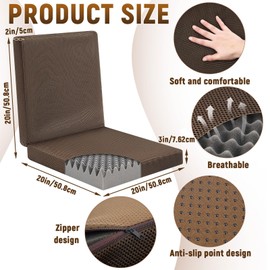 Geiserailie 20 Inch Egg Foam Pad Recliner Seat Cushion Set Recliner Cushions with Cover for Elderly with Back Support to Reduce Muscle Fatigue Relieve Back Egg Foam Cushions Office Wheel Chair