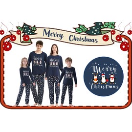 Vozanet Famliy Matching Pajama Sets With Penguin Cute Cartoon Christmas Sleepwear Lovely Jammies for Whole Family Xmas Clothes, Penguin-Mom, Medium