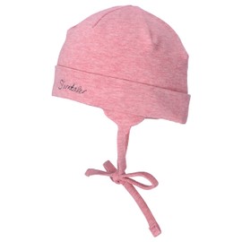 Sterntaler Baby Boys Beanie Baby Organic Cotton Beanie Hat - Beanie Baby, Children's Beanie - Cotton with Tie Band - Pink, 37, Velvet pink.