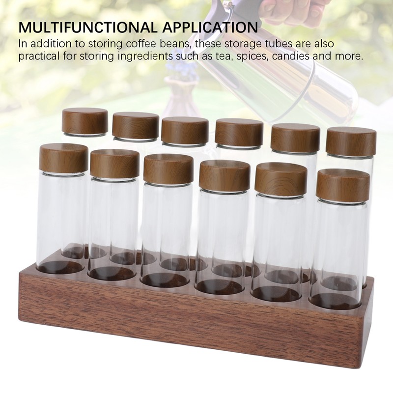 12pcs Coffee Bean Storage Tubes Glass Sealed Dosing Coffee Bean