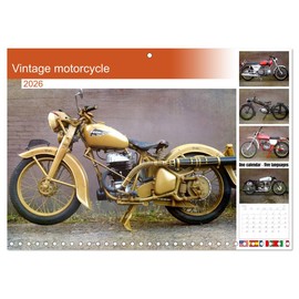 Vintage motorcycle (Monthly Wall Calendar 2026 16.5" x 23.4" (open)), CALVENDO 14 Month Calendar