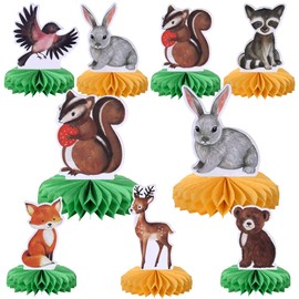 7 PCS Woodland Animals Party Honeycomb Table Centerpiece Jungle Forest Animals Table Toppers Centerpieces for Woodland Safari Animal Theme Baby Shower Birthday Party Table Decorations Supplies