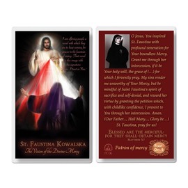 Set of 20 Laminated Catholic Prayer Cards - Saint Faustina's Vision of The Divine Mercy