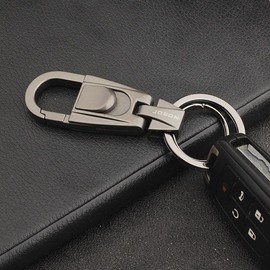 AIXUAN Zinc Alloy and Black Leather Keychain, 2 Keys Rings,Comes with Gift Box (Type 15)