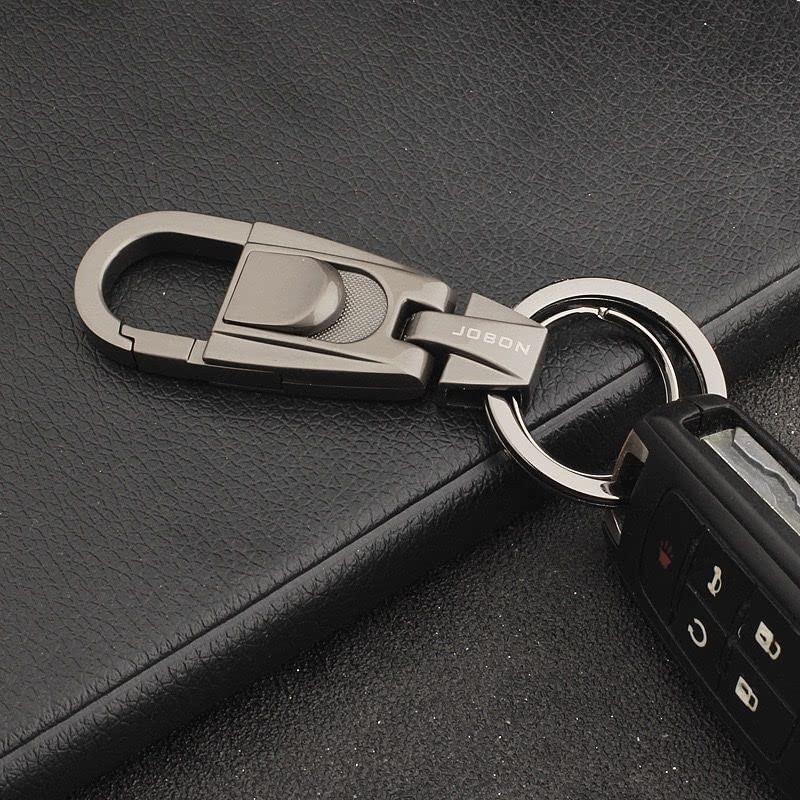 AIXUAN Zinc Alloy and Black Leather Keychain, 2 Keys Rings,Comes