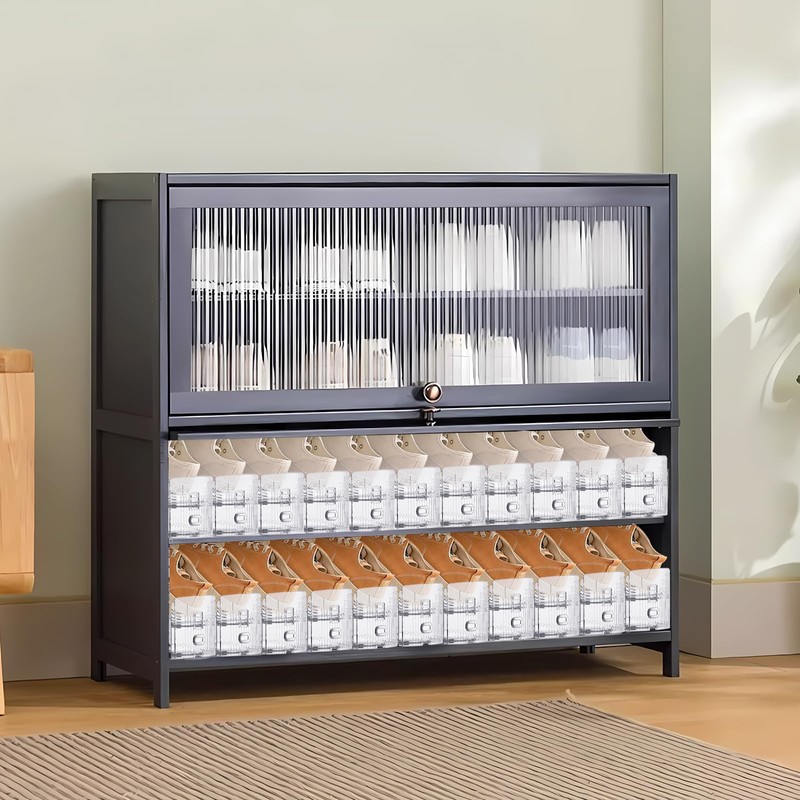 TOOKNIN Adjustable Shoe Slots Organizer,24PACK Transparent Shoe Stackers Shoe Rack