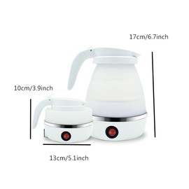 Travel Collapsible Electric Kettle, Silicone Collapsible Heating Water Boiler, Portable Tea Kettle for Coffee Fast Water Boiling Pot with Separable Power Cord 110V (White)