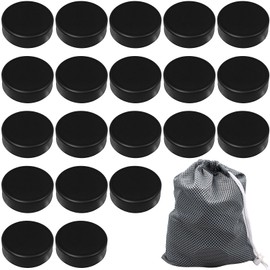 20 Pack Sport Ice Hockey Pucks with Reusable Mesh Bag,Soft Polyurethane Foam Hockey Pucks for Practicing and Classic Training, Diameter 3", Thickness 1", Black,Training Equipment Hockey Gifts